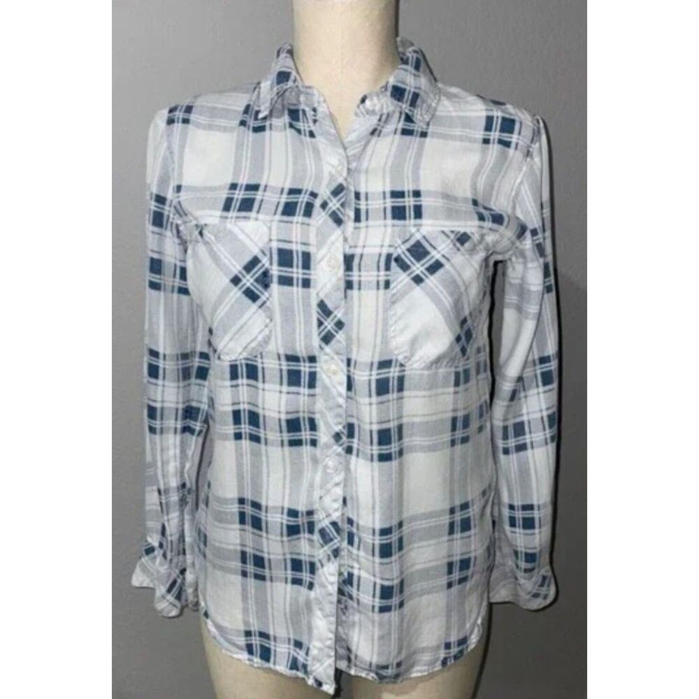 Blue CARTER PIGMENT Plaid Sz XS Casual Wear Button Up Long Sleeve Shirt RAILS - Picture 2 of 5